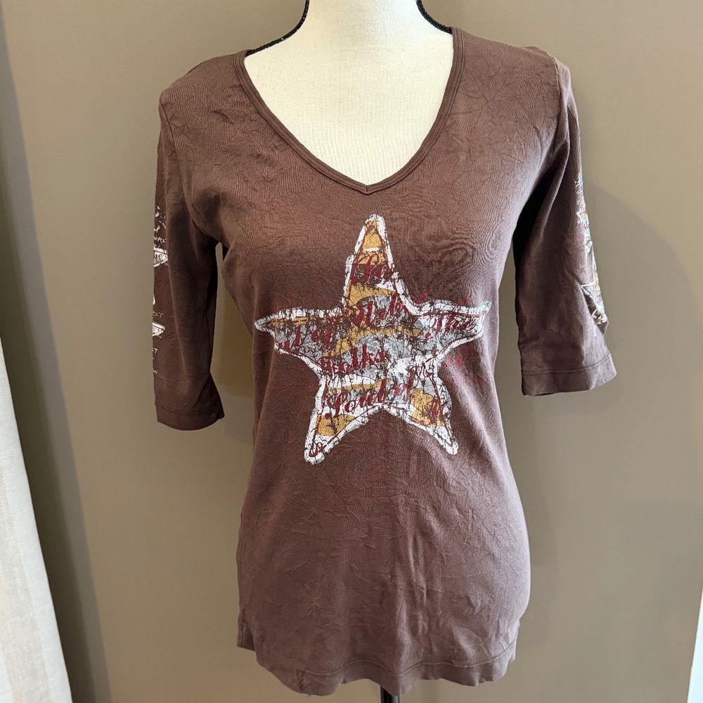 Vintage Sledge USA Women's Brown Y2K Star Grunge, Size Large